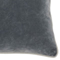 Square Fabric Throw Pillow With Solid Color And Piped Edges, Gray Gray Faux Leather