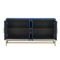 Retro Style Sideboard With Adjustable Shelves, Rectangular Metal Handles And Legs For Kitchen, Living Room, And Dining Room Navy Navy Mdf