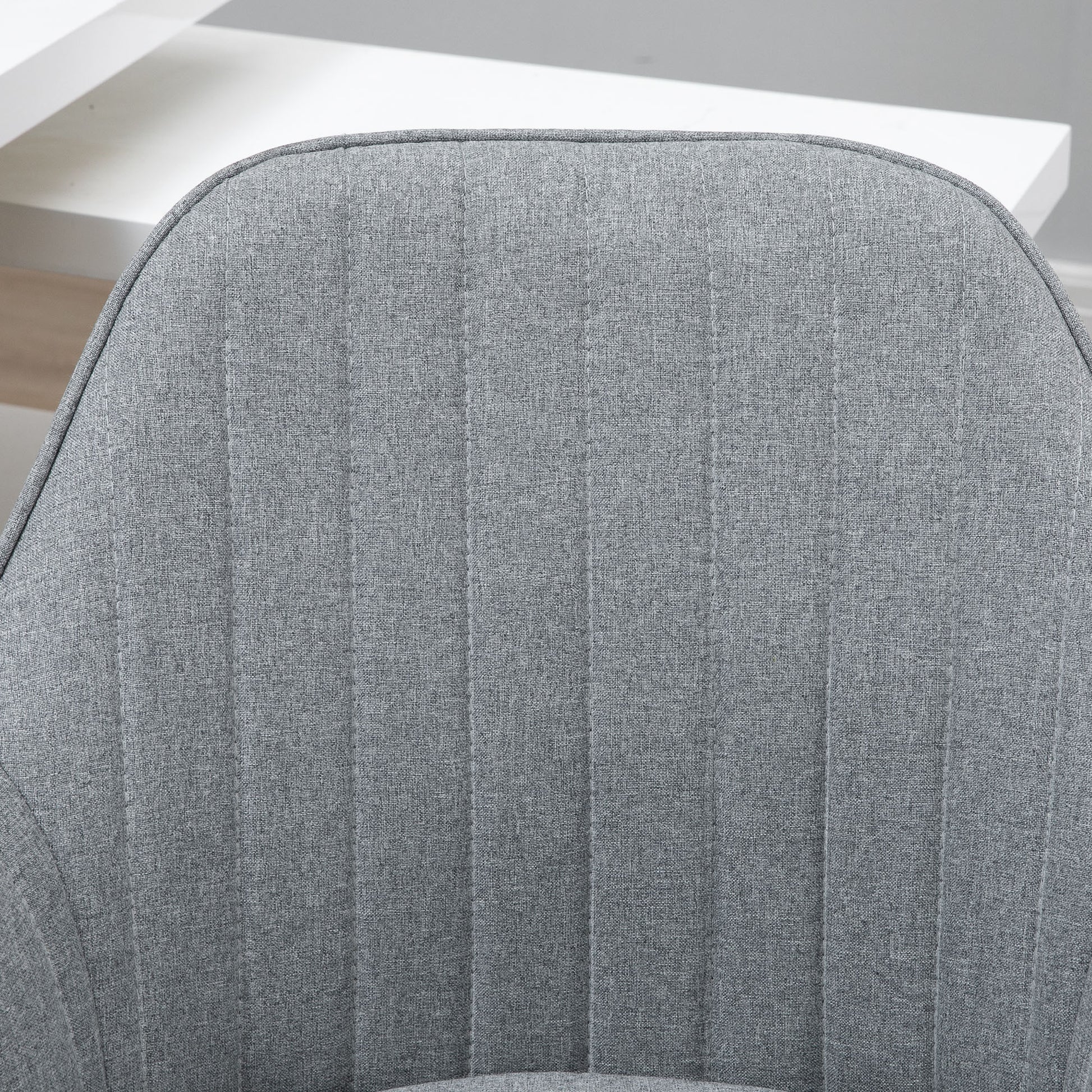 Vinsetto Mid Back Task Chair, Fabric Home Office Chair, Swivel Desk Chair With Tub Shape Design & Lined Pattern Back For Living Room, Bedroom, Gray Gray Polyester