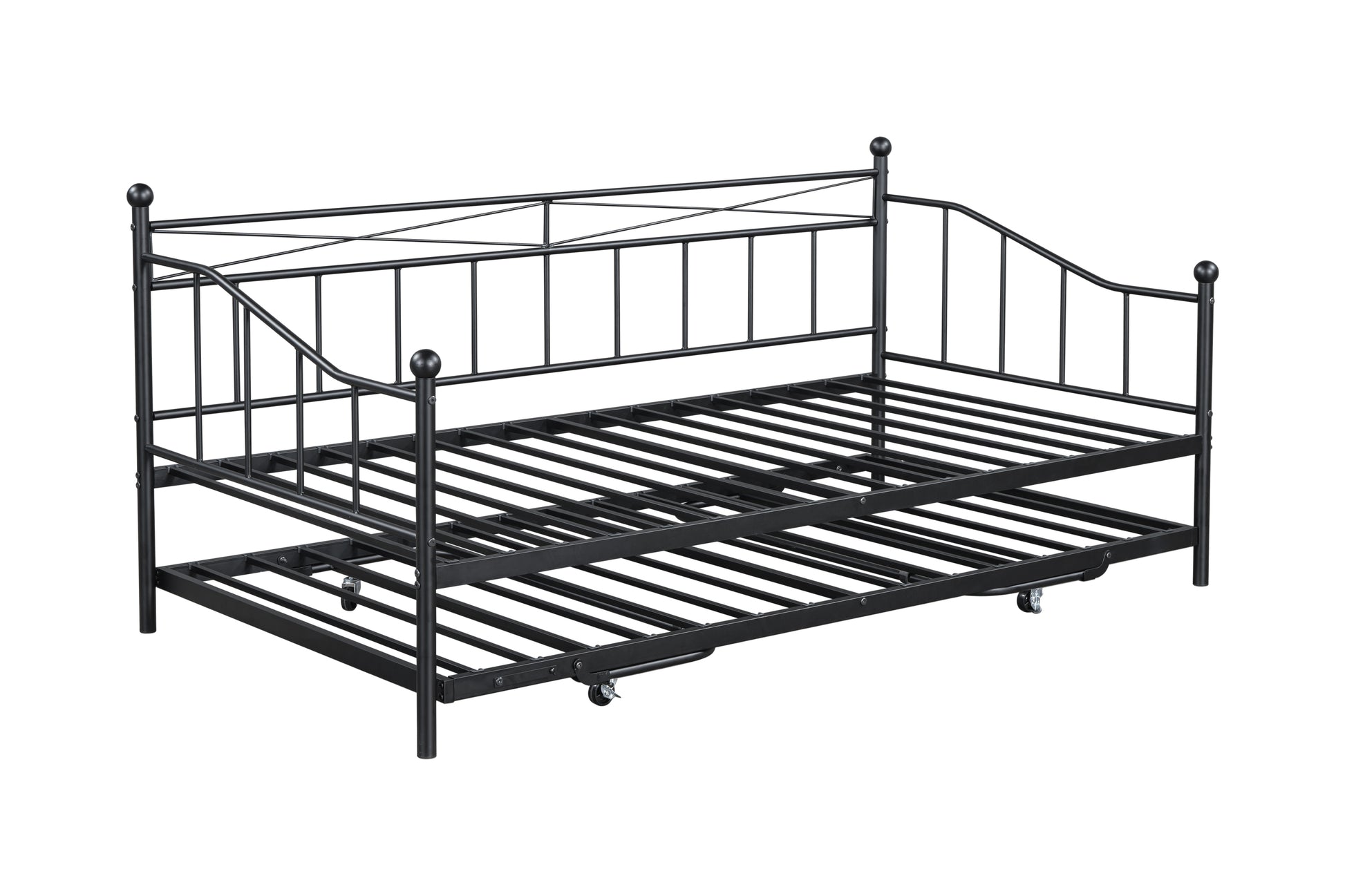 Metal Daybed With Pop Up Trundle Black Steel