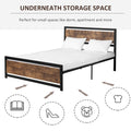 Homcom Queen Bed Frame With Headboard & Footboard, Strong Metal Slat Support Bed Frame W Underbed Storage Space, No Box Spring Needed, 63''X82''X40.5'' Brown Mdf