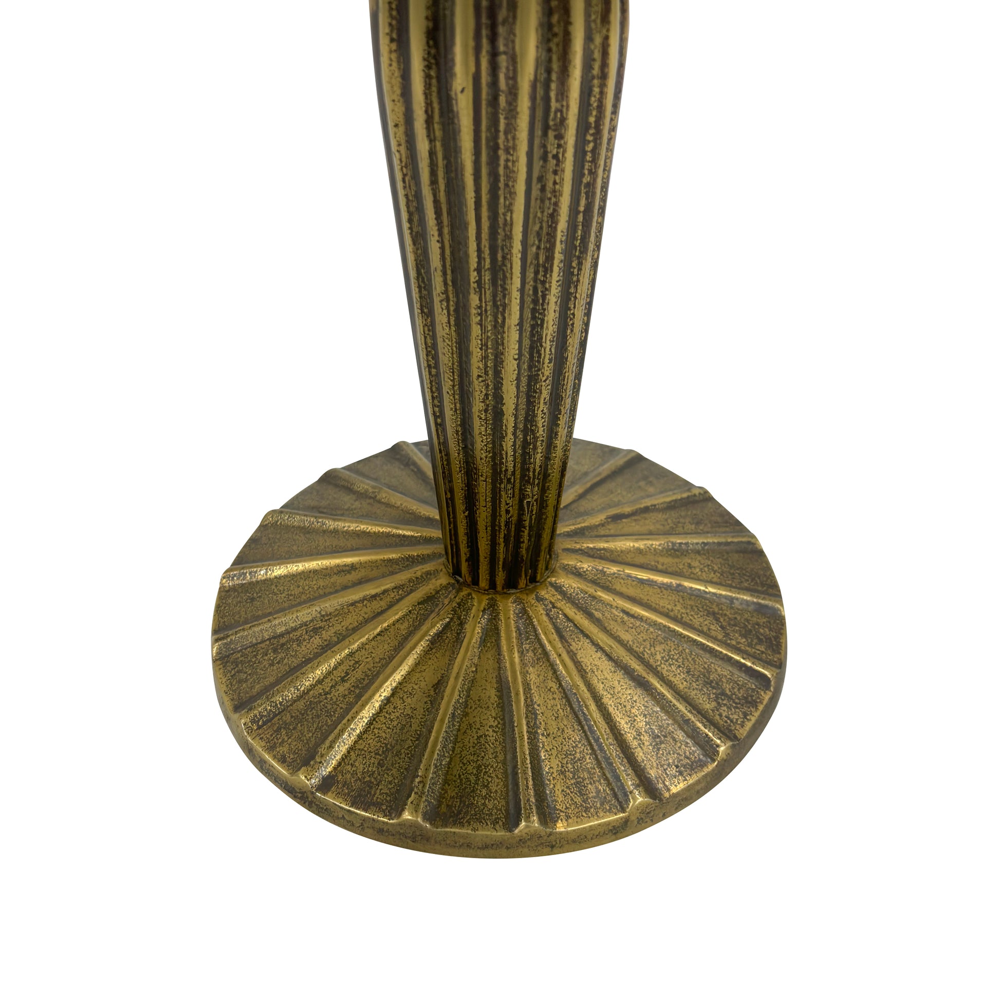 12 Inch Side End Drink Table, Fancy Fluted Base, Round Top, Antique Brass Antique Brass Aluminum