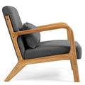 Leisure Chair With Solid Wood Armrest And Feet, Mid Century Modern Accent Sofa,1 Seat Dark Grey Linen