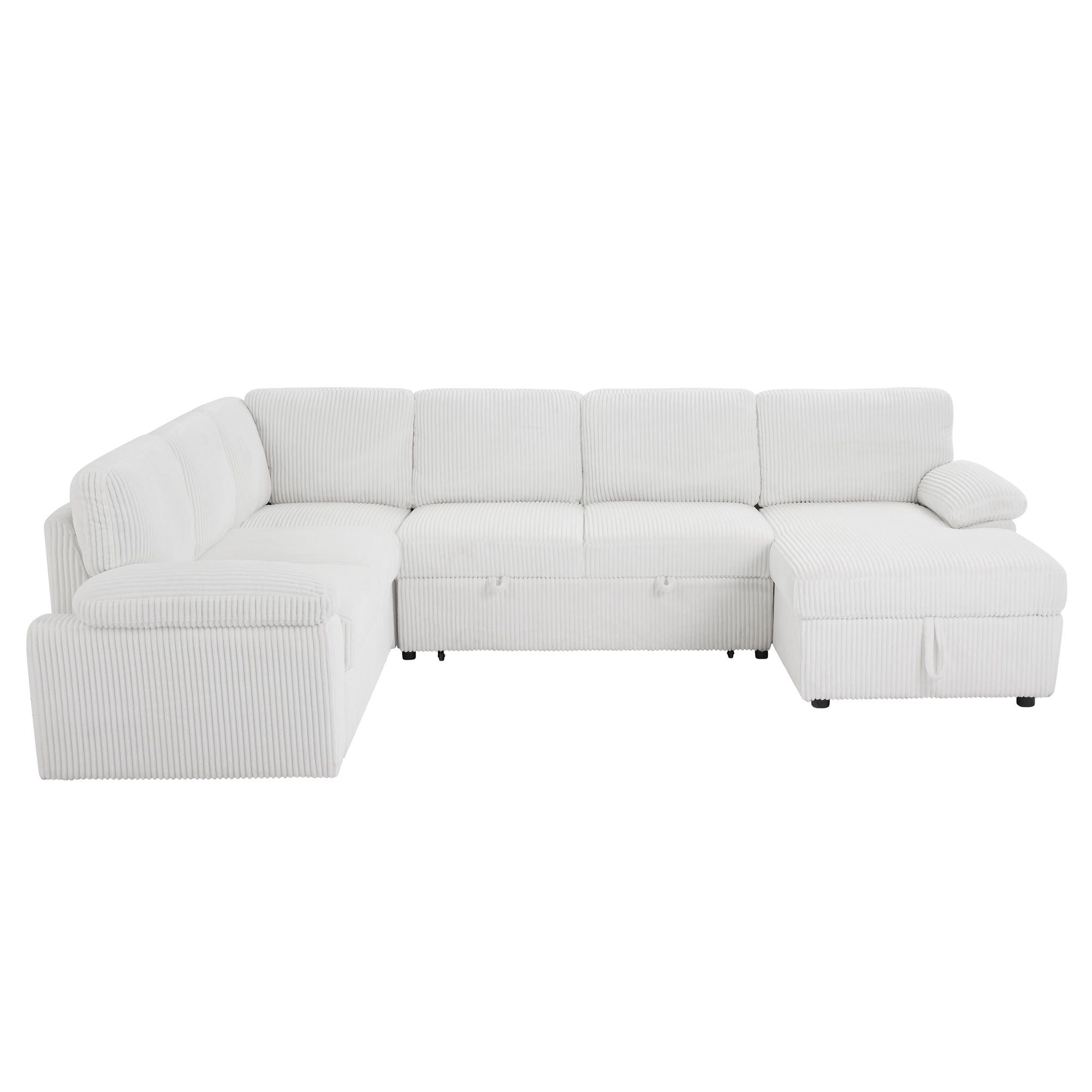 Oversized Modular Storage Sectional Sofa Couch For Home Apartment Office Living Room,Free Combination L U Shaped Corduroy Upholstered Deep Seat Furniture Convertible Sleeper Sofabed Right White Corduroy