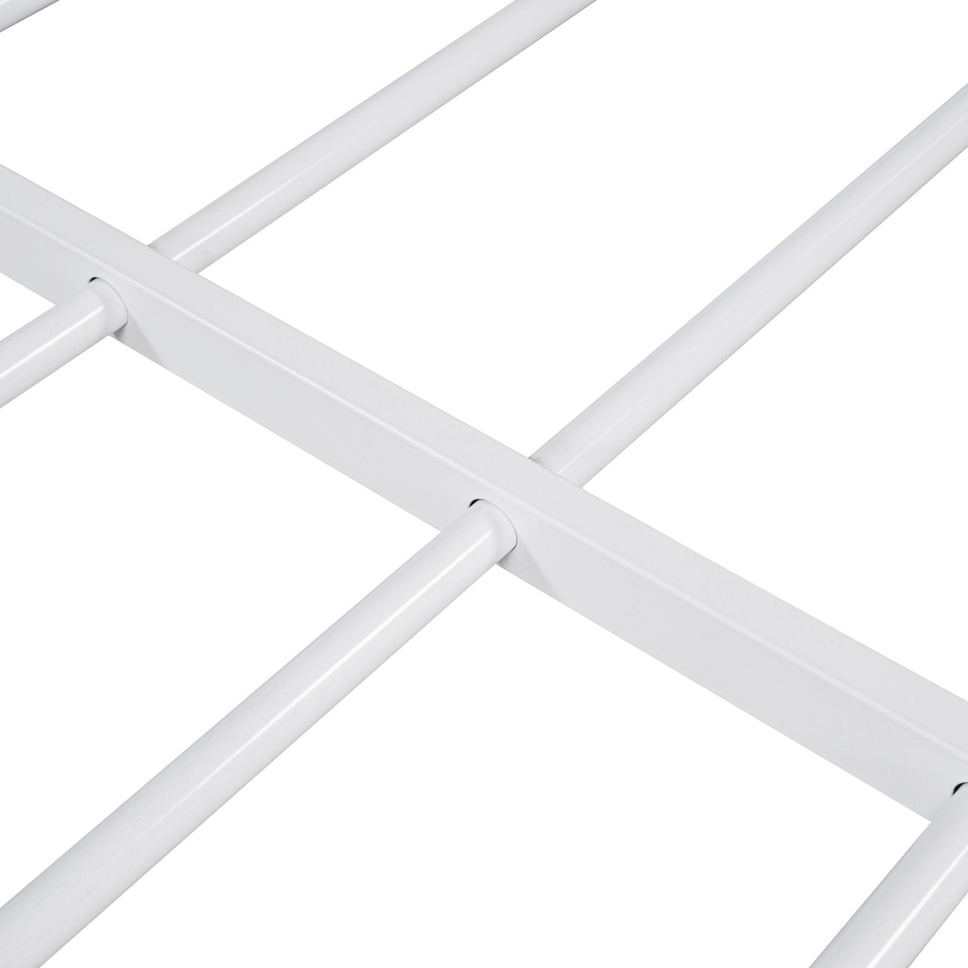Twin Size Metal Platform Bed With House Shaped Headboard Design, White White Metal