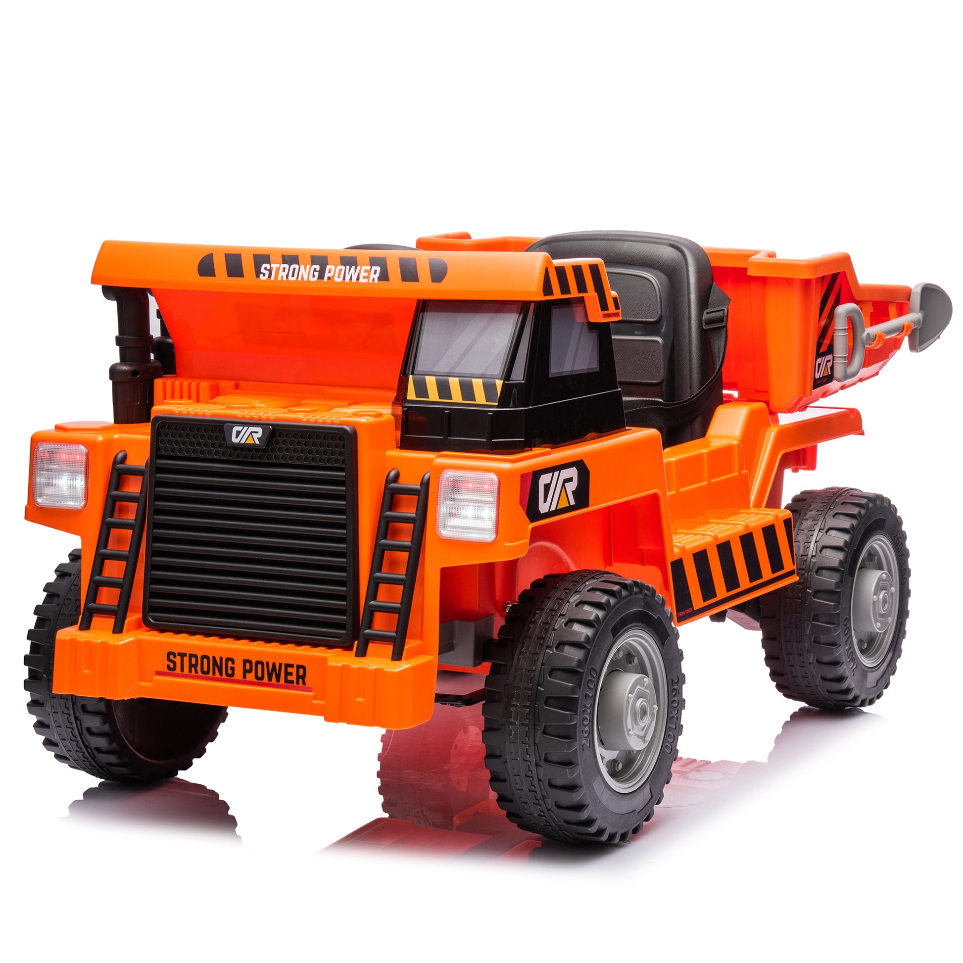 Ride On Dump Truck, 12V Ride On Car With Parents Control, Electric Dump Bed And Extra Shovel,Phone Stand,Three Point Seat Belt,Easy Installation,Age 3 ,Mp3,Music,Bluetooth,Usb,Story Orange Polypropylene