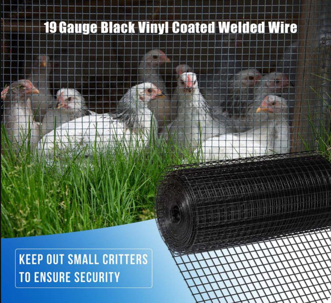 24 Inch 50 Ft Black Vinyl Coated Hardware Cloth, 21 Gauge 1 4 Inch Black Pvc Hardware Cloth, Black Welded Wire Fence Supports Poultry Netting Cage Home Improvement And Chicken Coop Black Metal