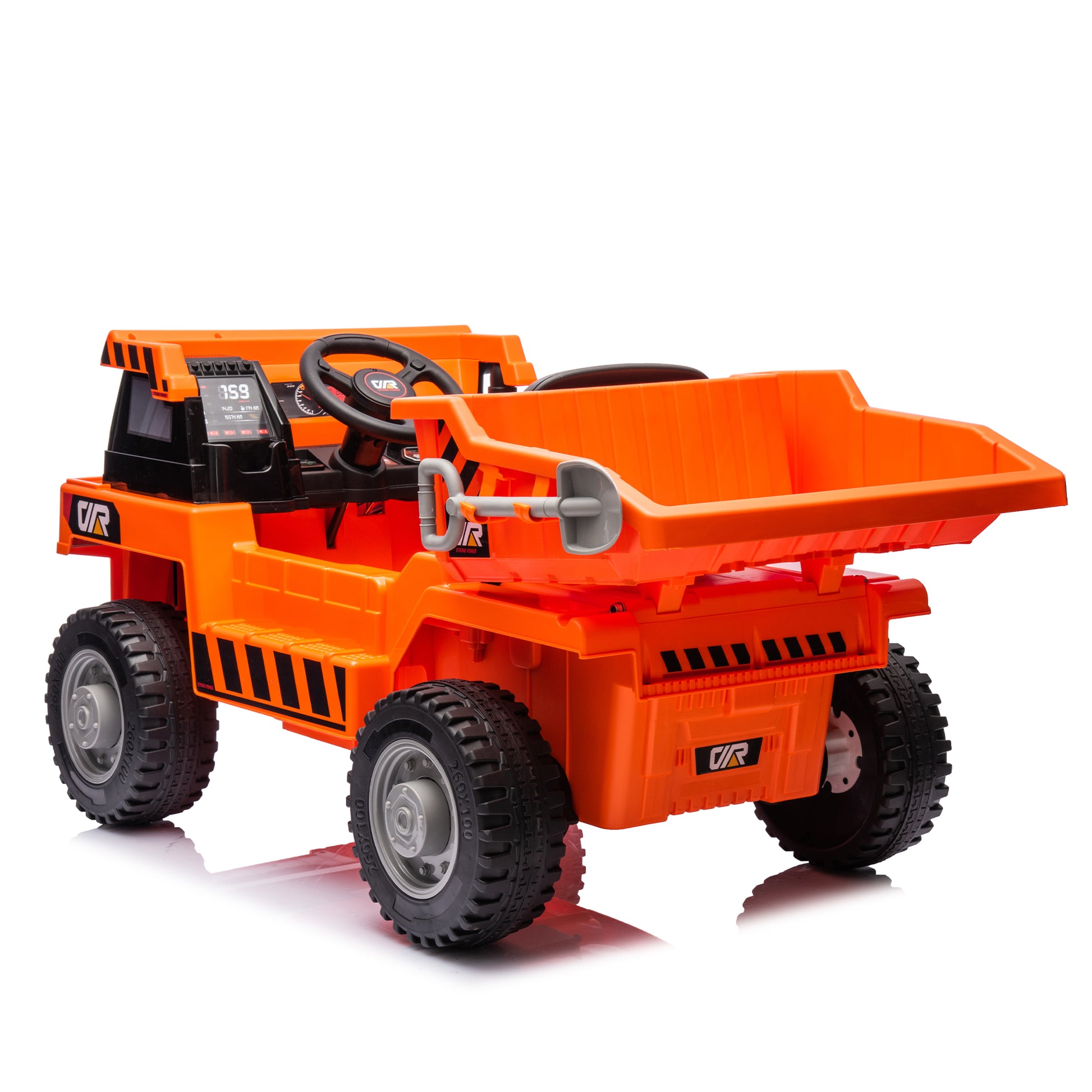 Ride On Dump Truck, 12V Ride On Car With Parents Control, Electric Dump Bed And Extra Shovel,Phone Stand,Three Point Seat Belt,Easy Installation,Age 3 ,Mp3,Music,Bluetooth,Usb,Story Orange Polypropylene