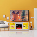 Fireplace Tv Stand With 18 Inch Electric Fireplace Heater,Modern Entertainment Center For Tvs Up To 62 Inch With Adjustable Glass Shelves And Storage Cabinets White White Mdf