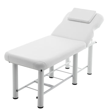 Professioanl Massage Tablebackrest Adjustable, Removable Headrest, Bottom Shelf Storagememory Foam Layer Salon Bed,White White Pu