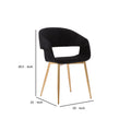 Upholstered Open Back Dining Accent Chair With Metal Angled Legs, Black Black Mdf Steel
