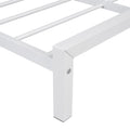 Twin Size Metal Platform Bed With House Shaped Headboard Design, White White Metal