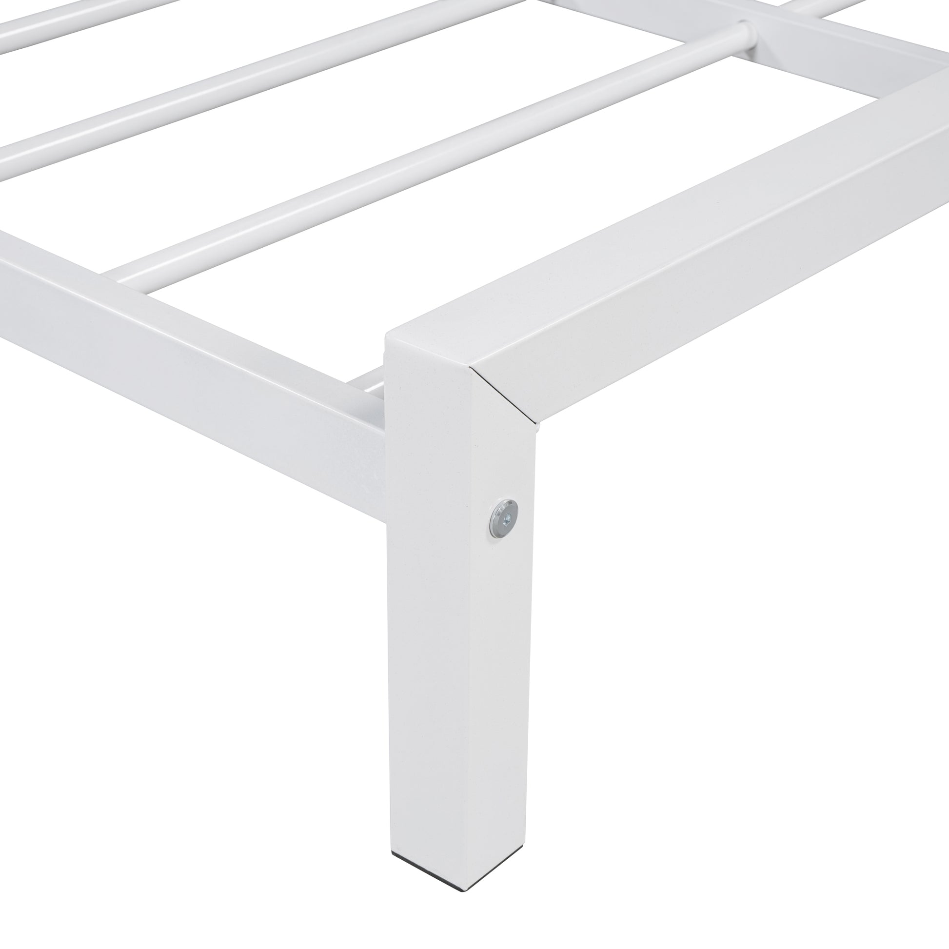 Twin Size Metal Platform Bed With House Shaped Headboard Design, White White Metal
