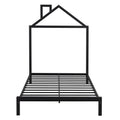 Twin Size Metal Platform Bed With House Shaped Headboard Design, Black Black Metal