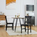 Homcom Modern Farmhouse Dining Chairs Set Of 2, Wooden Kitchen Chairs With Cross Back, Solid Structure For Dining Room, Black Black Wood