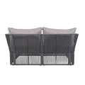 2 Piece Outdoor Sunbed And Coffee Table Set, Patio Double Chaise Lounger Loveseat Daybed With Clear Tempered Glass Table For The Patio, Poolside Grey Cushion Dark Grey Rope Grey Woven Rope