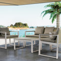Aluminum And Rattan Modern 4 Piece Sofa Seating Group For Patio Garden Outdoor Yes Complete Patio Set Gray Silver Mildew Resistant Frame Fade Resistant Cushion Garden & Outdoor Modern Complete Patio Sets Aluminium Aluminium