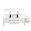 Modern Lift Top Coffee Table Multi Functional Table With Drawers In White White Mdf Steel