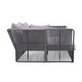 2 Piece Outdoor Sunbed And Coffee Table Set, Patio Double Chaise Lounger Loveseat Daybed With Clear Tempered Glass Table For The Patio, Poolside Grey Cushion Dark Grey Rope Grey Woven Rope