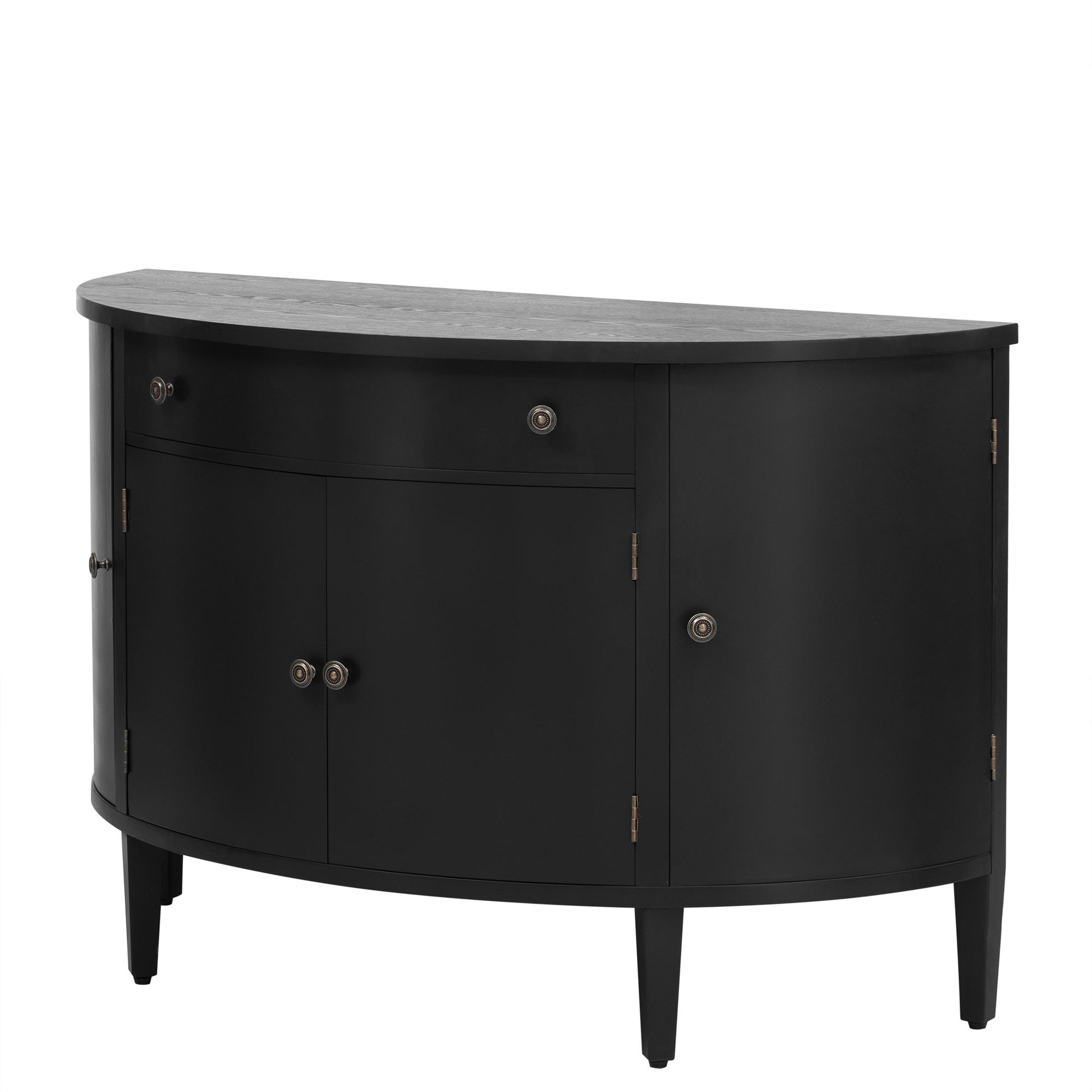 Curved Design Storage Cabinet Made Of Fraxinus Mandschuric Solid Wood Veneer, Adjustable Shelves, Suitable For Corridors, Entrances And Study. Black Primary Living Space Mdf