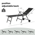 Outdoor Chaise Lounge Chairs Aluminum Adjustable Chair With Wheels For Poolside Beach Patio Reclining Sunbathing Lounger, Grey Gray Aluminum