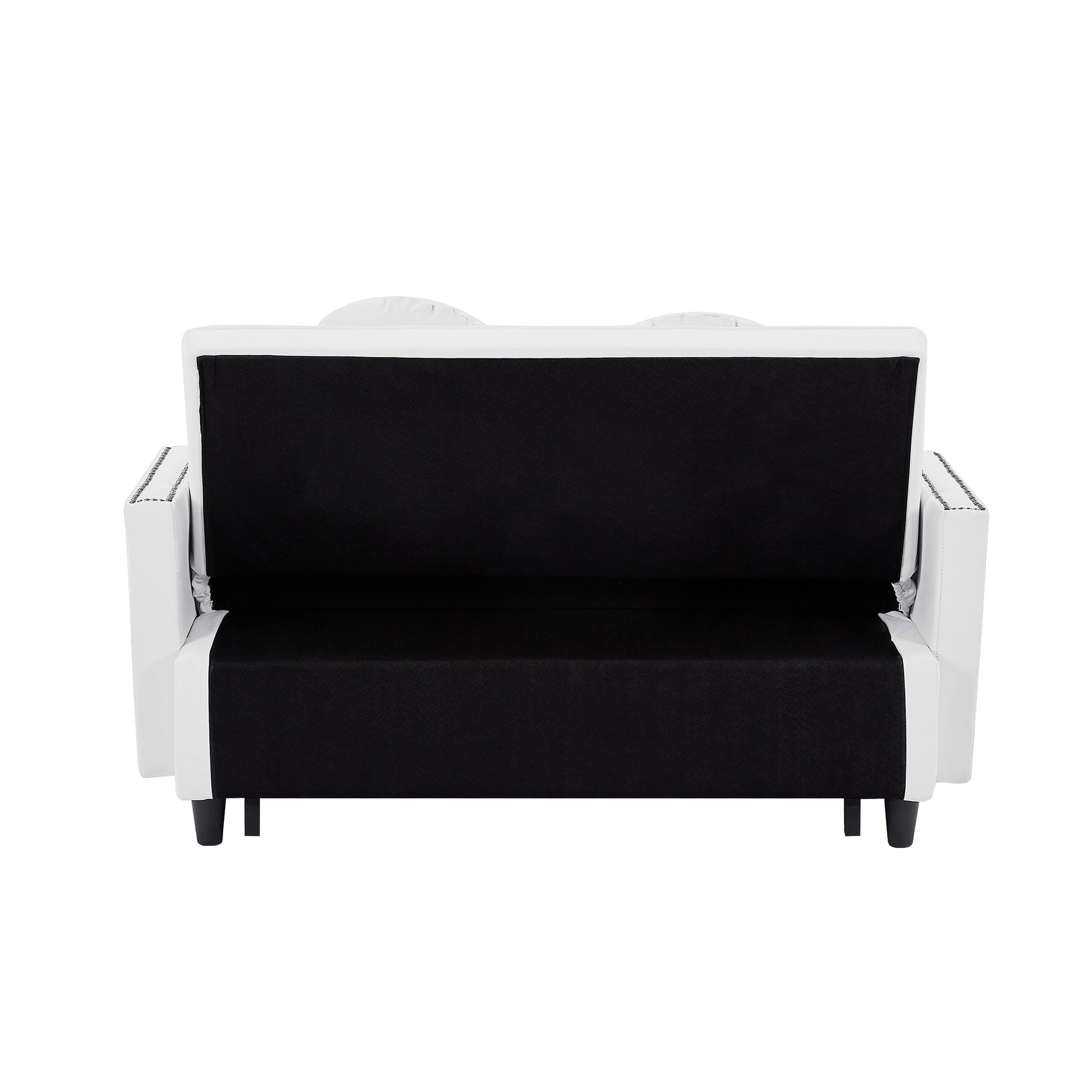 54.7" Multiple Adjustable Positions Sofa Bed Stylish Sofa Bed With A Button Tufted Backrest, Two Usb Ports And Four Floral Lumbar Pillows For Living Room, Bedroom,Or Small Space, Beige Beige Foam Polyester 2 Seat