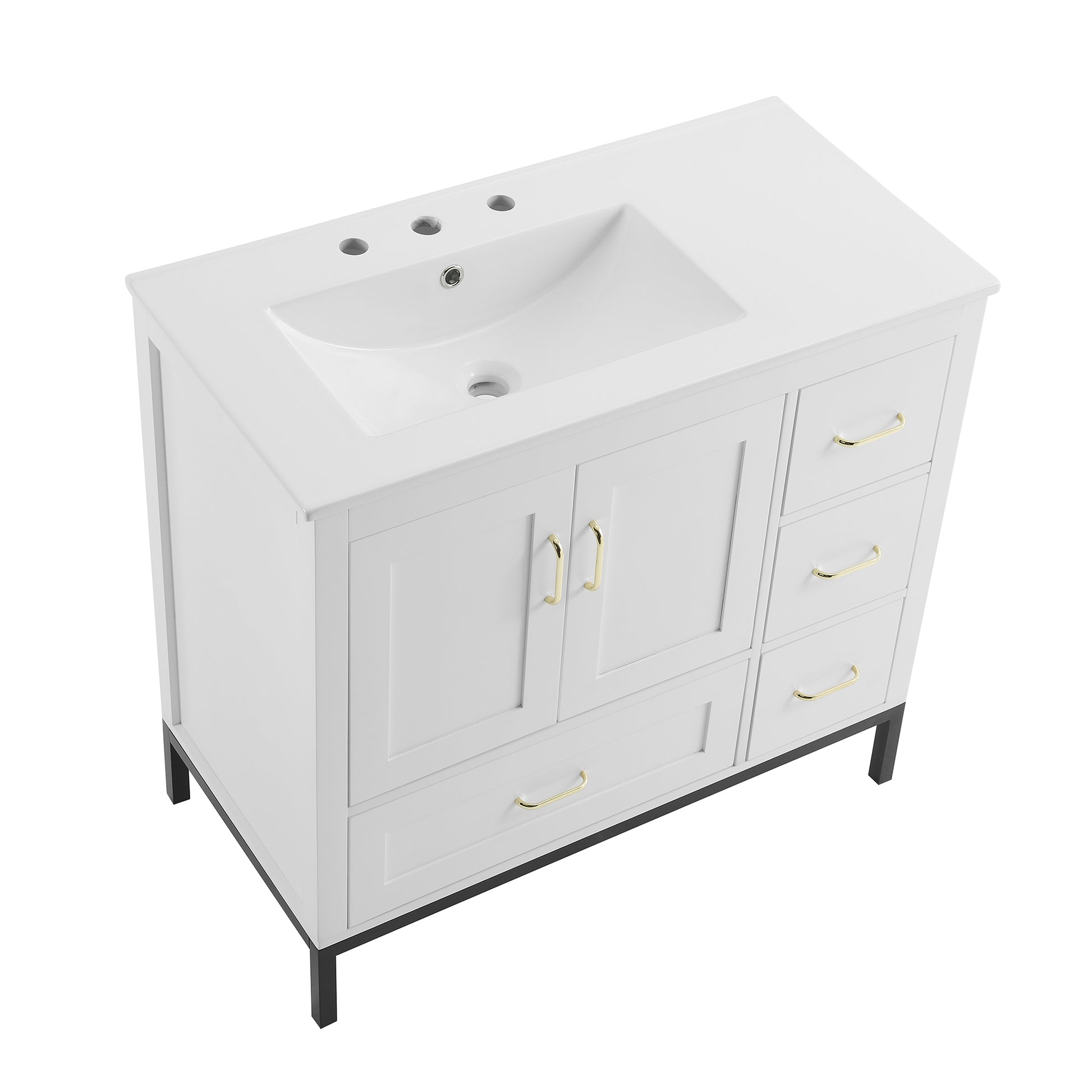 Bathroom Vanity White Solid Wood Mdf