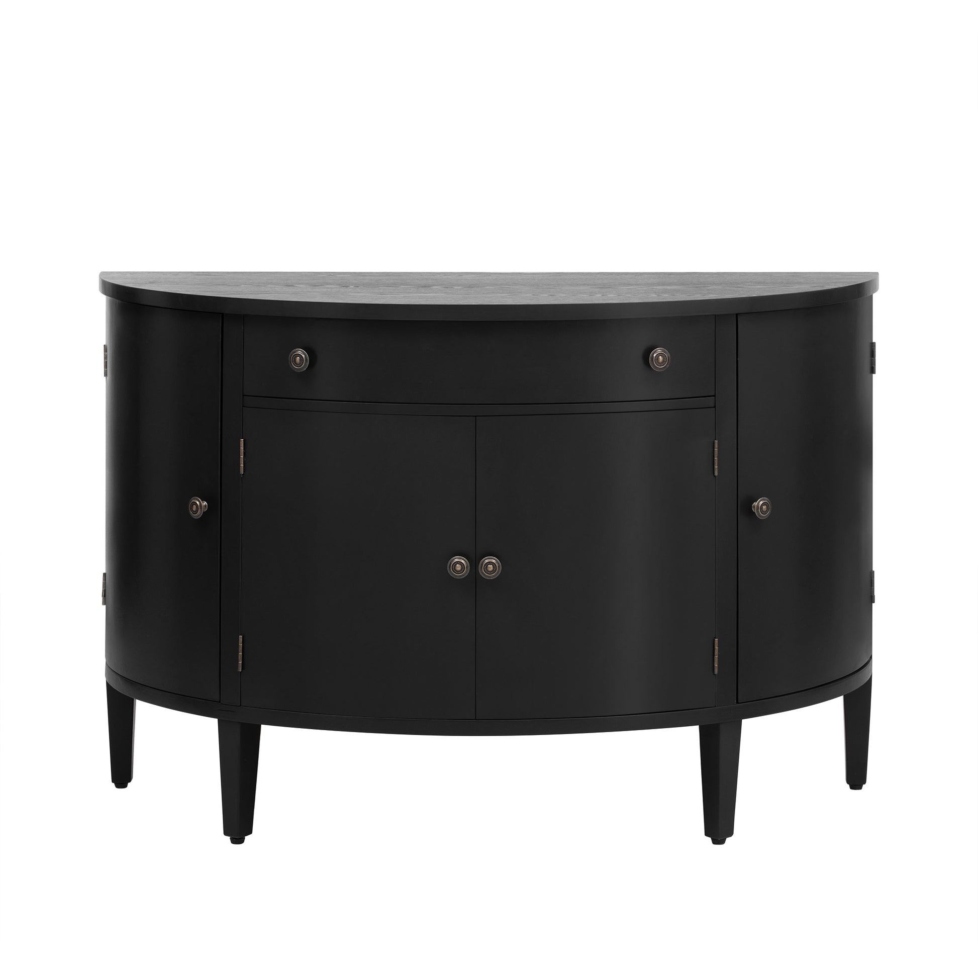 Curved Design Storage Cabinet Made Of Fraxinus Mandschuric Solid Wood Veneer, Adjustable Shelves, Suitable For Corridors, Entrances And Study. Black Primary Living Space Mdf