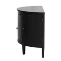 Curved Design Storage Cabinet Made Of Fraxinus Mandschuric Solid Wood Veneer, Adjustable Shelves, Suitable For Corridors, Entrances And Study. Black Primary Living Space Mdf