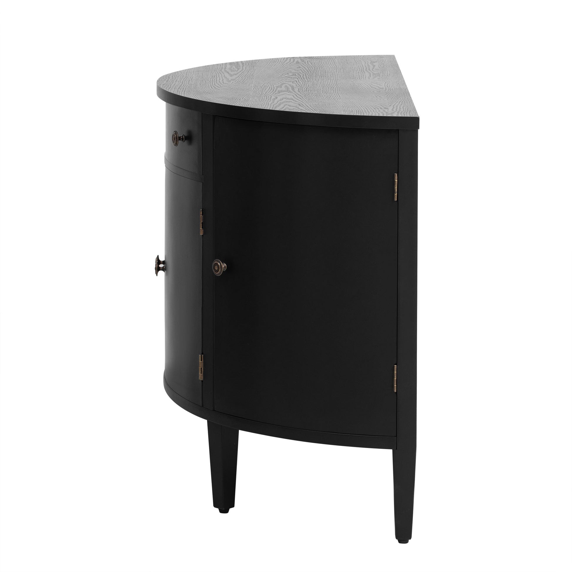 Curved Design Storage Cabinet Made Of Fraxinus Mandschuric Solid Wood Veneer, Adjustable Shelves, Suitable For Corridors, Entrances And Study. Black Primary Living Space Mdf