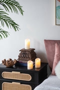 Set Of 3 Flickering Ivory Led Candles With Remote Timer, L:D3X6