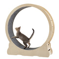 Cat Exercise Wheel Indoor Cat Treadmill With Carpeted Running Track, Safety Cat Treadmill With Latch, Weighted Wheel For Cats, Add Fun To Cat Exercise, Natural Wood Color,43.3