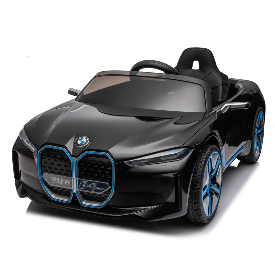 Licensed Bmw I4,12V Kids Ride On Car 2.4G W Parents Remote Control,Electric Car For Kids,Three Speed Adjustable,Power Display, Usb,Mp3 ,Bluetooth,Led Light,Two Point Safety Belt,Story Black Plastic Indoor & Outdoor Use