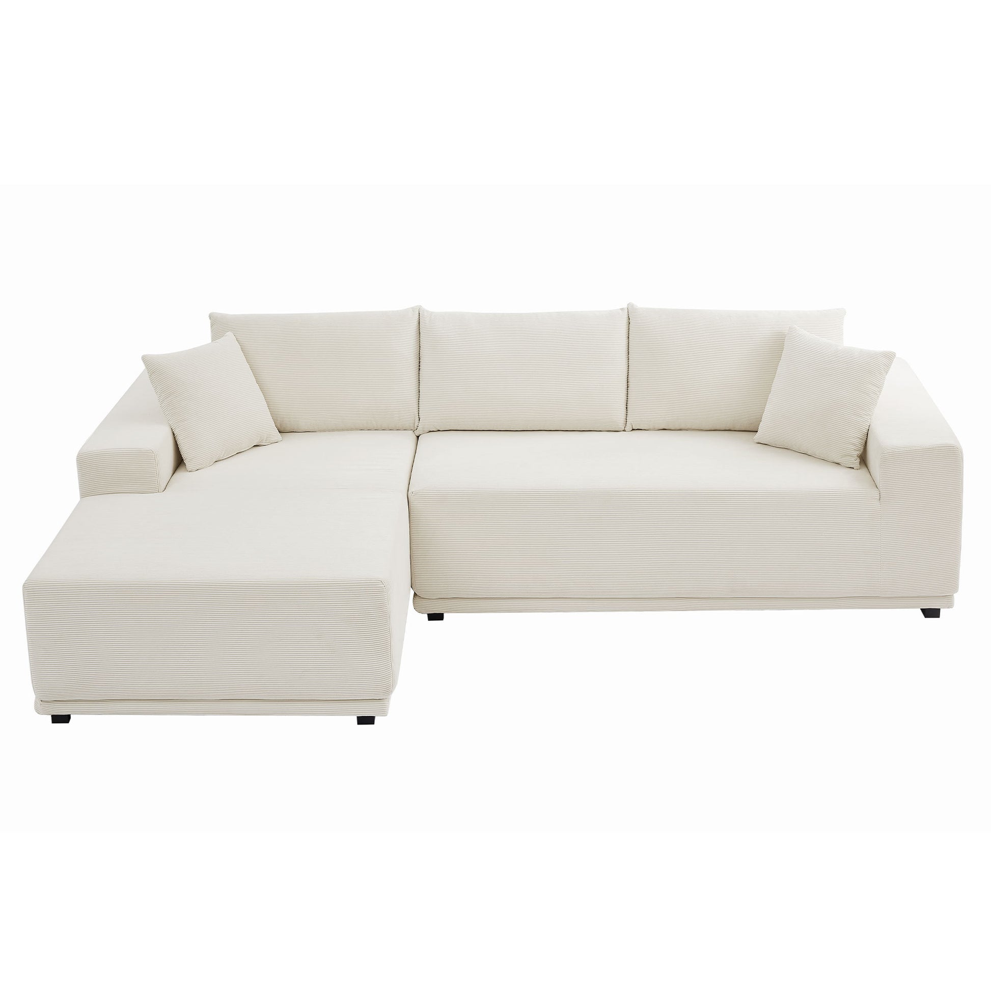 Modern Minimalist Style Corduroy Couch, Upholstered Sleeper Sofa For Living Room, Bedroom, Salon, 2 Pc Free Combination, L Shape, Including Bottom Frame .Beige Right Arm Beige Corduroy 3 Seat