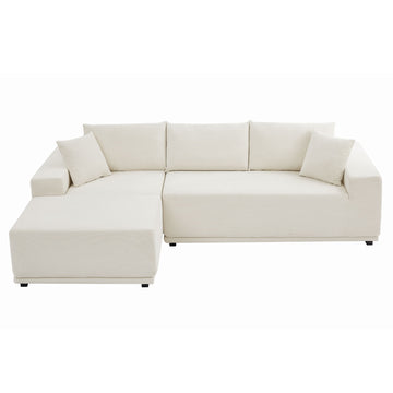 Modern Minimalist Style Corduroy Couch, Upholstered Sleeper Sofa For Living Room, Bedroom, Salon, 2 Pc Free Combination, L Shape, Including Bottom Frame .Beige Right Arm Beige Corduroy 3 Seat