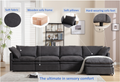 Modern U Shaped Sectional Sofa ,5 Seat Upholstered Sofa Furniture,Sleeper Sofa Couch With Chaise Lounge For Living Room,Apartment,Dark Gray,Polyester Dark Gray Polyester Wood Primary Living Space Medium Soft Cushion Back Modern Pillow Top Arms Polyester