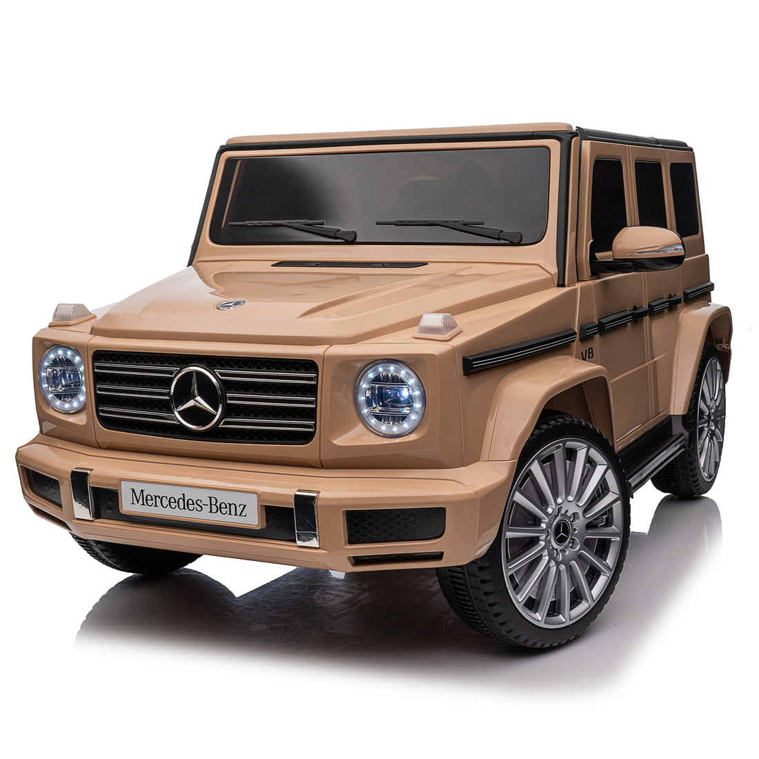 Licensed Mercedes Benz G500,24V Kids Ride On Toy 2.4G W Parents Remote Control,Electric Car For Kids,Three Speed Adjustable,Power Display, Usb,Mp3 ,Bluetooth,Led Light,Three Point Safety Belt Yellow Plastic