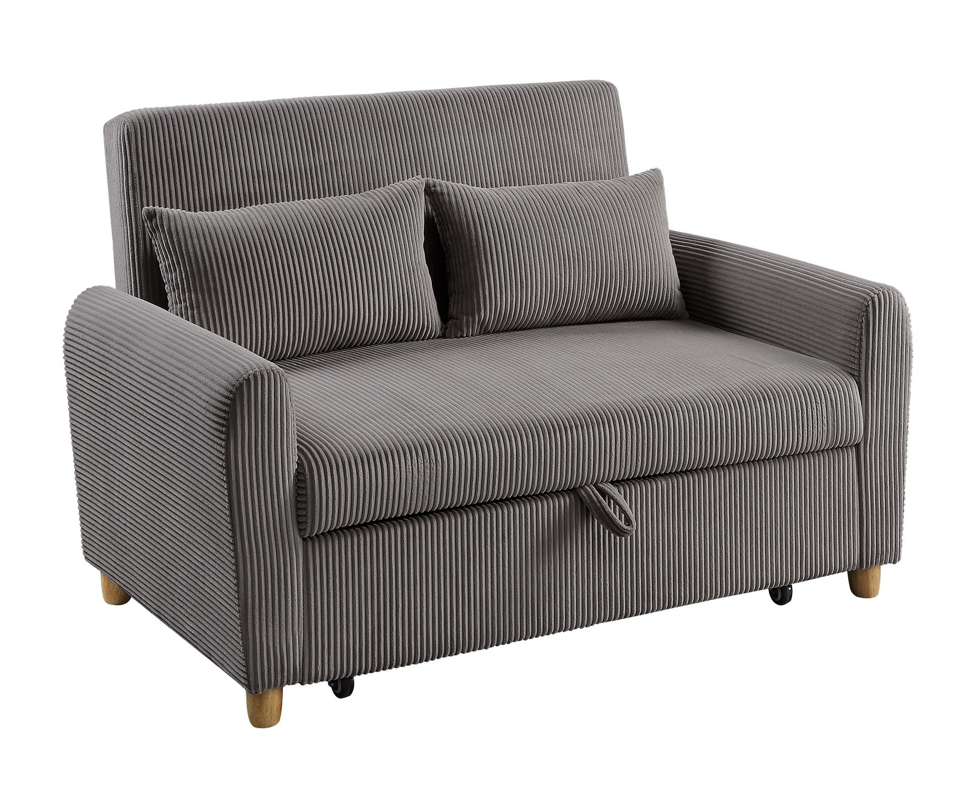 Justine 54" Brown Corduroy Convertible Sleeper Loveseat Brown Corduroy