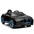 Licensed Bmw I4,12V Kids Ride On Car 2.4G W Parents Remote Control,Electric Car For Kids,Three Speed Adjustable,Power Display, Usb,Mp3 ,Bluetooth,Led Light,Two Point Safety Belt,Story Black Plastic Indoor & Outdoor Use