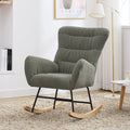 Nursery Rocking Chair, Teddy Upholstered Glider Rocker, Rocking Accent Chair With High Backrest, Comfy Rocking Accent Armchair For Living Room, Bedroom, Offices, Green Iron Green Primary Living Space Varnished Sponge Square Casual Rocking Chairs