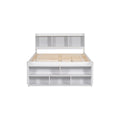 Full Bed With Bookcase Headboard, Under Bed Storage Drawers And Bed End Storage Case,White Full White American Design Pine