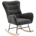 Nursery Rocking Chair, Teddy Upholstered Glider Rocker, Rocking Accent Chair With High Backrest, Comfy Rocking Accent Armchair For Living Room, Bedroom, Offices, Dark Gray Iron Dark Gray Primary Living Space Varnished Sponge Square Casual Rocking Chairs