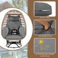 Outdoor Swivel Chair With Cushions, Rattan Egg Patio Chair With Rocking Function For Balcony, Poolside And Garden Natural Wicker Grey Cushion Natural Grey Wicker