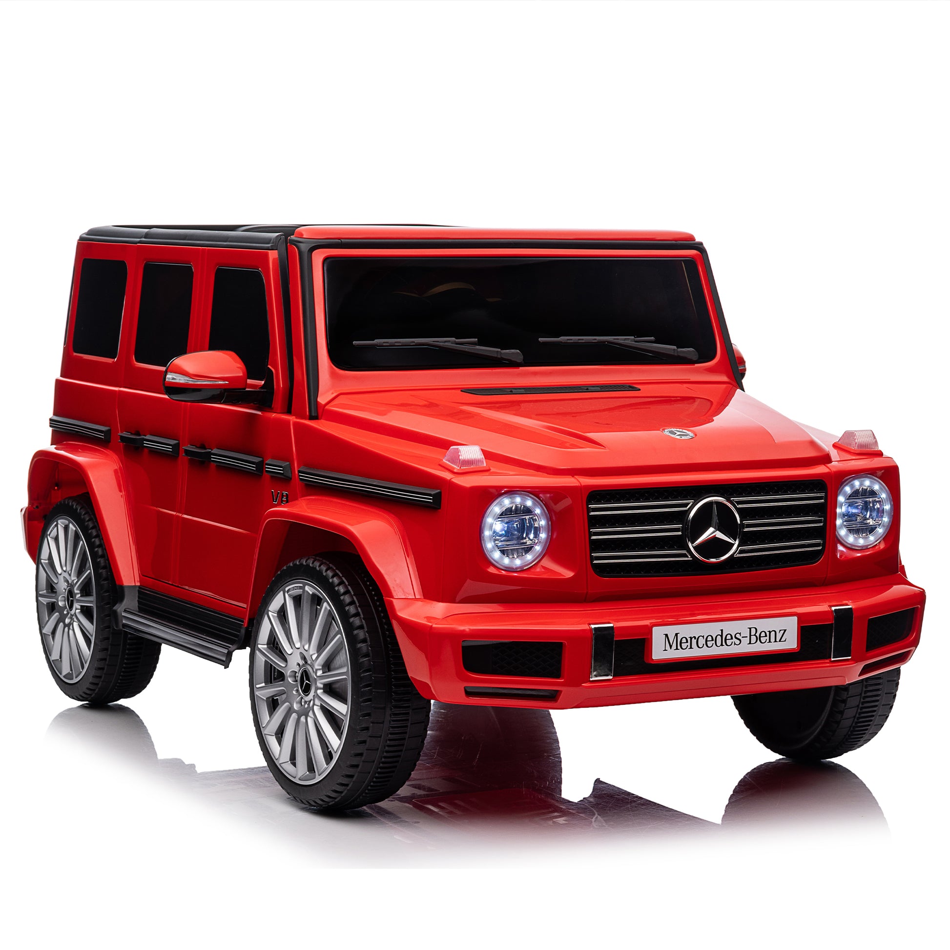 Licensed Mercedes Benz G500,24V Kids Ride On Toy 2.4G W Parents Remote Control,Electric Car For Kids,Three Speed Adjustable,Power Display, Usb,Mp3 ,Bluetooth,Led Light,Three Point Safety Belt Red Plastic