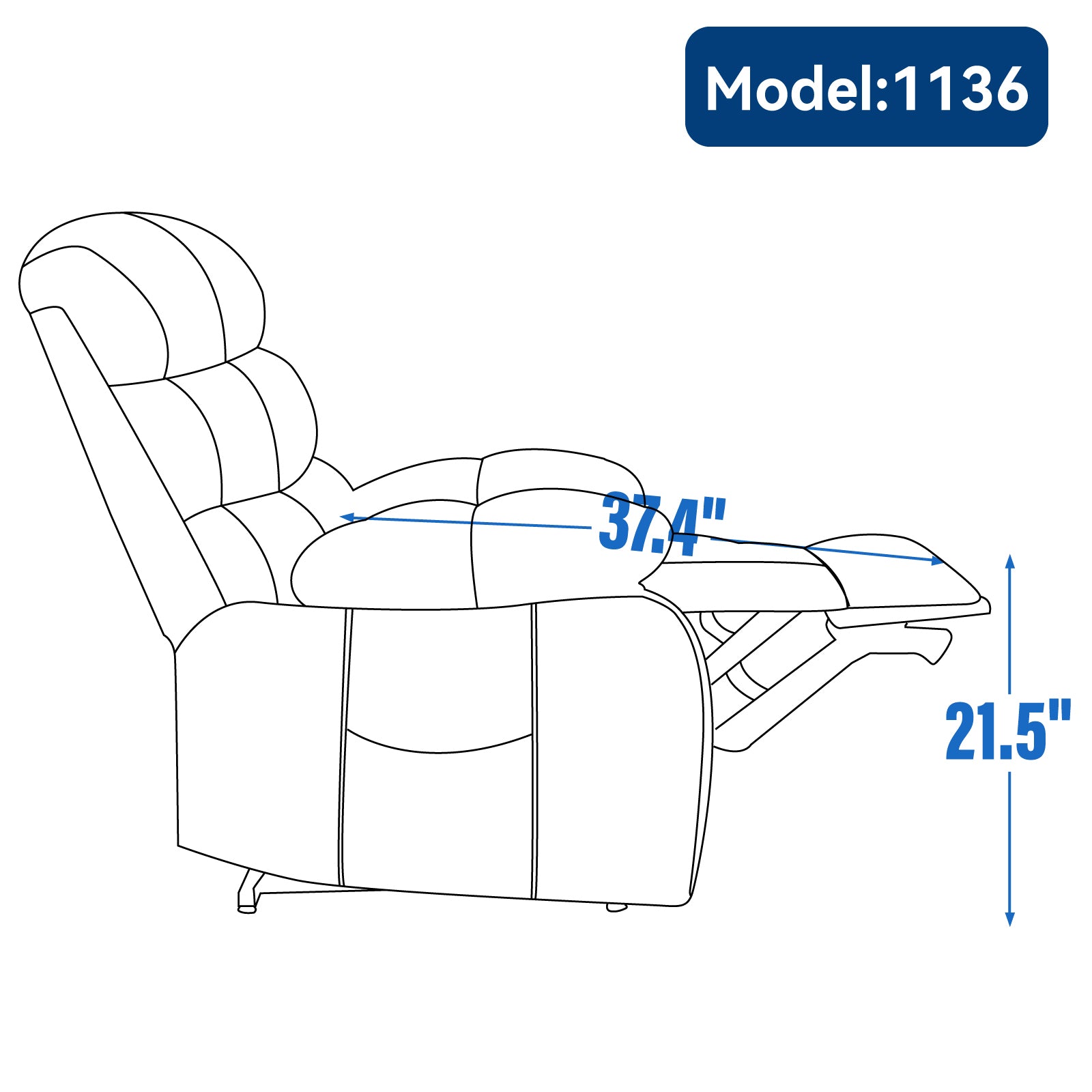 23" Seat Width And High Back Large Size Blue Chenille Power Lift Recliner Chair With 8 Point Vibration Massage And Lumbar Heating Blue Gray Chenille Metal Power Push Button Primary Living Space Medium Firm Cushion Back Heavy Duty American Design Pillow