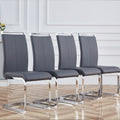 A Simple Dining Table. A Dining Table With A White Marble Pattern. 6 Pu Synthetic Leather High Backrest Cushioned Side Chairs With C Shaped Silver Metal Legs. Dt Sq 16090 Whc 1162 White Mdf