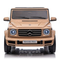 Licensed Mercedes Benz G500,24V Kids Ride On Toy 2.4G W Parents Remote Control,Electric Car For Kids,Three Speed Adjustable,Power Display, Usb,Mp3 ,Bluetooth,Led Light,Three Point Safety Belt Yellow Plastic