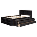 Full Bed With Bookcase Headboard, Under Bed Storage Drawers And Bed End Storage Case,Espresso Full Espresso American Design Pine