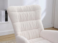 Nursery Rocking Chair, Teddy Upholstered Glider Rocker, Rocking Accent Chair With High Backrest, Comfy Rocking Accent Armchair For Living Room, Bedroom, Offices, White Iron White Primary Living Space Varnished Sponge Square Casual Rocking Chairs