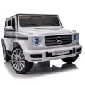 Licensed Mercedes Benz G500,24V Kids Ride On Toy 2.4G W Parents Remote Control,Electric Car For Kids,Three Speed Adjustable,Power Display, Usb,Mp3 ,Bluetooth,Led Light,Three Point Safety Belt White Plastic